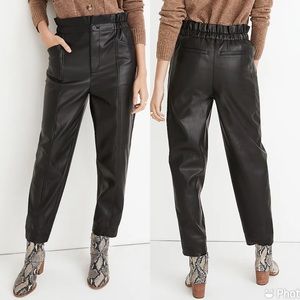 Madewell Vegan Leather Pull-On Paperbag Pants